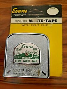 Vintage Evans 10 Ft  White-Tape King-Size with Belt Clip in Original Packaging