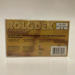 Vintage Rolodex Necessities - 100ct 3&#034; x 5&#034; White Refill Cards New Sealed 67585