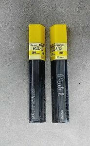 NOS Pentel Super Hi-Polymer Lead .9mm-30 pieces 2 tubes-15 each Refill 9mm HB