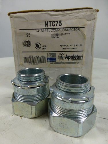 Lot of 25 appleton ntc75 3/4&#034; steel comp connector new for sale