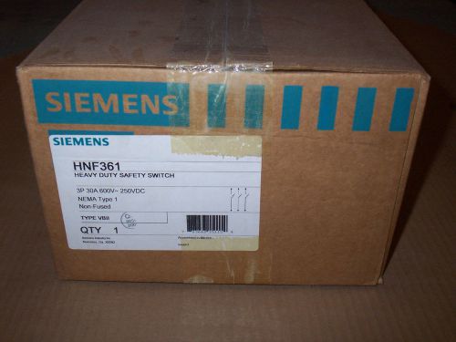New siemens hnf361 30 amp 600v non fused safety switch disconnect nib for sale