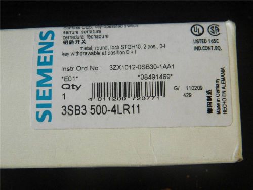 Siemens 3SB3 500-4LR11 New Key-Operater Switch