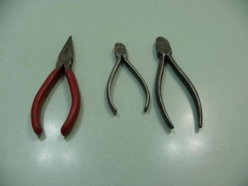 3 vintage pliers 2-side cut   1-needle nose for sale