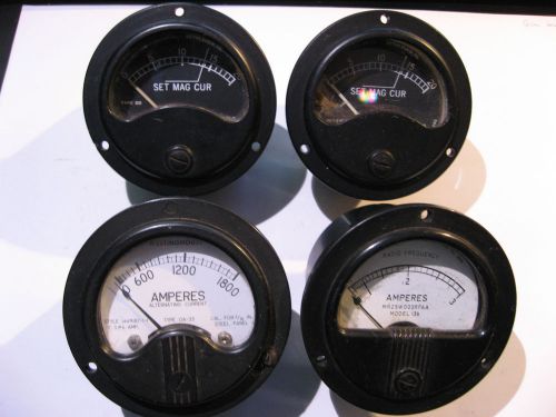 Lot of 4 VINTAGE 2-1/4 in. Panel Meters Amperes Current USED Parts Steampunk