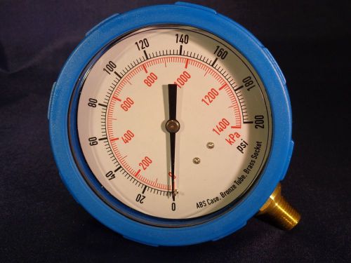 Pressure gauge 4&#034; dia.  0 to 200 psi  0 to 1400 kpa  1/4npt  grainger nib for sale