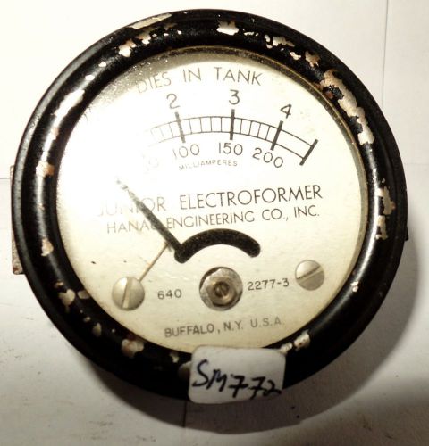 Vintage Junior Electroformer Round Panel Ammeter Amp Meter Milli Amps 0--200 Ma