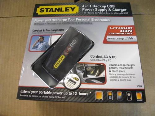 STANLEY USB4 4 IN 1 BACK UP USB POWER SUPPLY &amp; CHARGER CORDLESS RECHARGEABLE $39