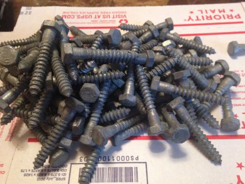 Galvanized hex head lag screws bolts 5/16 x 2&#034;  (lot of 100 pcs.)- free shipping for sale