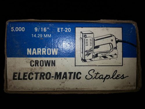 2 Boxes Genuine Precision Made Electro-Matic Staples. 9/16&#034; narrow. 5,000pc/ box
