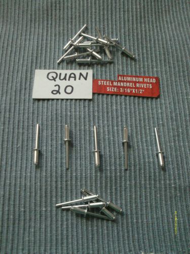 New 20 pcs aluminum head steel mandrel pop rivets 3/16&#034; x 1/2&#034; free shipping for sale