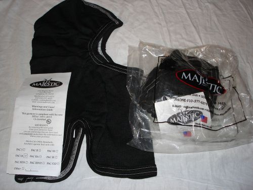 2 brand new majestic pac ia nomex blend black hood, nfpa 1971-2013 free shipping for sale