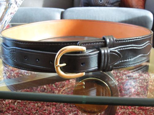 Don Hume B106 River Belt Plain Leather 38 with Gold Brass Buckle