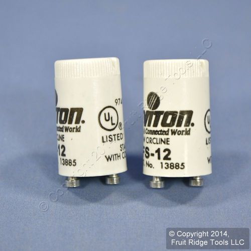 2 leviton fluorescent light lamp starters w/condenser fs-12 fs12 32w 12411 13885 for sale