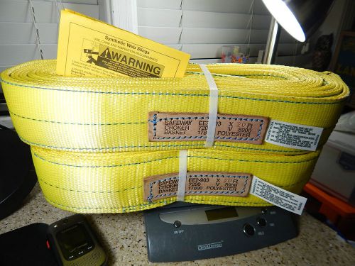Safeway choker,basket #ee2-903 x 20ft polyester lifting sling/tow rope w/ loops for sale