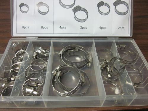 26pc G INDUSTRIAL STAINLESS STEEL HOSE CLAMP ASSORTMENT KIT WORM DRIVE SSHC26