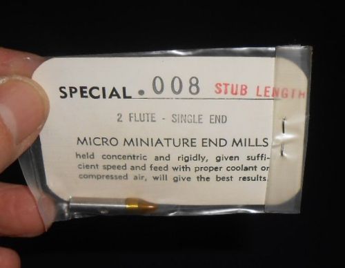 Micro mini end mills woodson tool co  . .008,  new in the package for sale