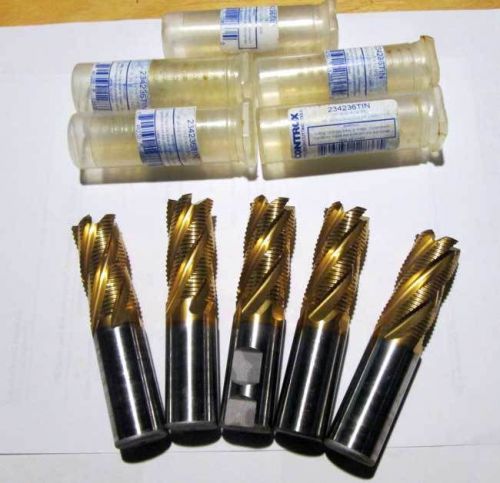 5 Pcs. Controx 1&#034; M42-8% Cobalt Fine-Pitch Roughing CNC End Mills-TiN Coated