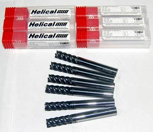 6 Helical 3/8&#034; 5FLT High Perf. Carbide ALTiN End Mills-Stainless,Titanium,Nickel
