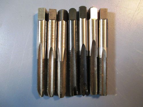 Mixed lot of 7 hand taps, 5/16-24 nf hs, 2 &amp; 4 flute, straight &amp; spiral tips for sale