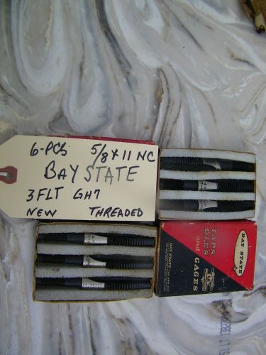6-PCS - BAY STATE - THREADED END -  TAP - 5/8 X 11 NC, NOS, USA, 3 FLUTE,