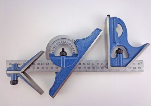 PEC 600 mm Metric 4 pc combination square rev protractor mm &amp; .5 mm both sides