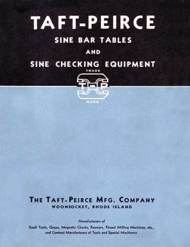 Taft Peirce Sine Bar Tables Manual