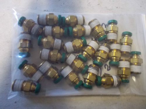 PARKER X W68PL-5/32-2 BRASS CONNECTOR - MALE .1250NPTF,HEX,PUSH-IN (Lot of 24)