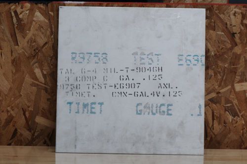 titanium sheet plate, 0.125 inches thick, 1/8x13 3/4x13 3/4 in, 6Al-4V, 6Al4V