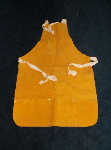 Double Stitched Split Leather Welding Apron With Pockets &amp; a Adjustable Strap