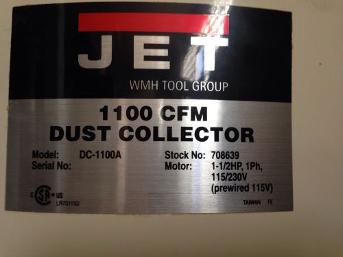 Jet  dc-1100a   dust collector for sale