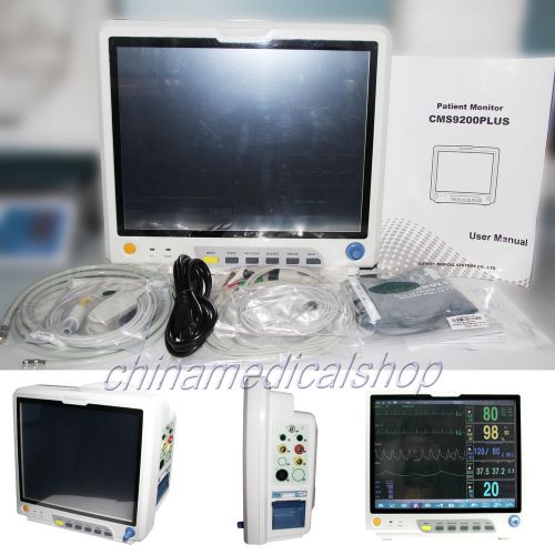 Touch big screen icu patient monitor ecg resp nibp spo2 temp pulse rate 15&#039;&#039; lcd for sale