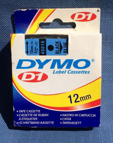 Dymo D1 Label Cassettes 41916 12mm (1/2&#034;) Black On Blue