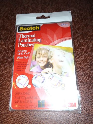 20 Scotch Thermal Laminating pouches size 4&#034; x 6&#034; Photo Safe Gloss New in Pack