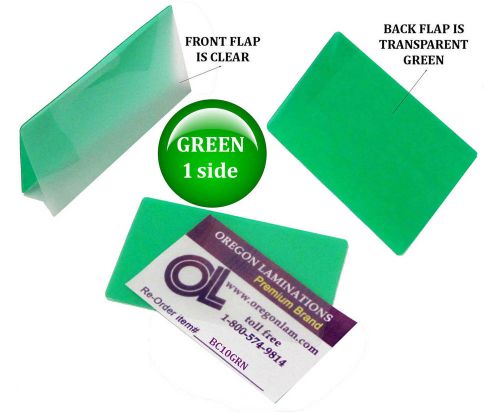 Qty 1000 green/clear business card laminating pouches 2.25 x 3.75 by lam-it-all for sale