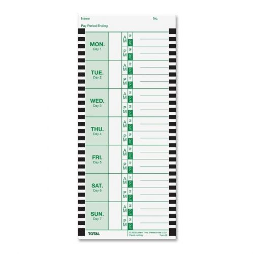 Lathem time time card for lathem model 800p, 4 x 9, weekly, 1-sided, 100/pack for sale