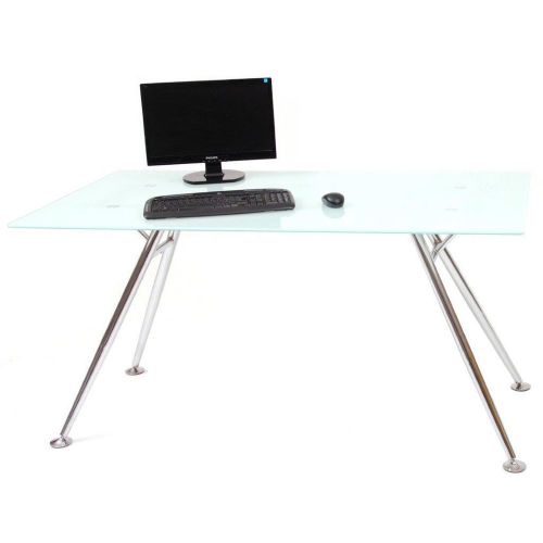 Ufficio scrivania Porta Pc mod. Mega colore Bianco in acciaio e vetro temperato