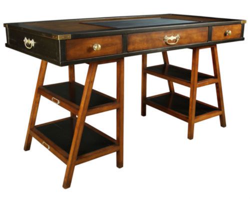 Wooden Navigator&#039;s Office Desk Black Authentic Models