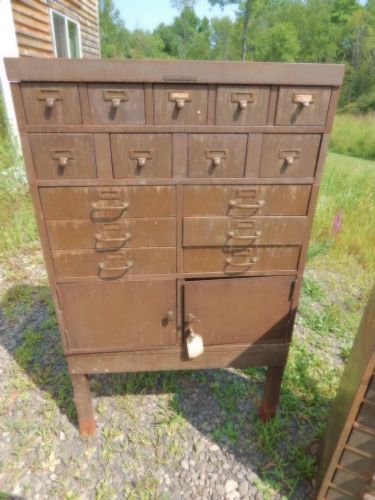 Vintage Metal Index Card Library Cabinet