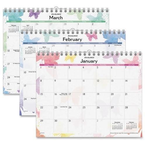 AT-A-GLANCE® Watercolors Recycled Monthly Wall Calendar, 15 x 12, 2015
