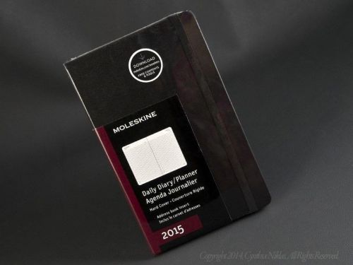 Moleskine 2015 black daily diary planner day calendar hard cover large 5&#034; x 8 1/4 &#034; for sale