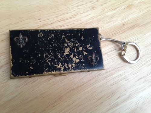 Old Vintage Brass Credit Card Holder Keychain with 3 Vintage Credit Cards