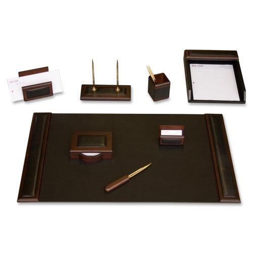 Dacasso Walnut &amp; Leather 8-Piece Desk Set - DACD8412