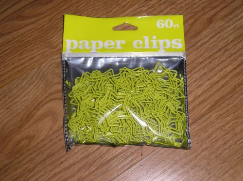 Yellow Star Shaped Paper Clips - 1 Bag Of 60