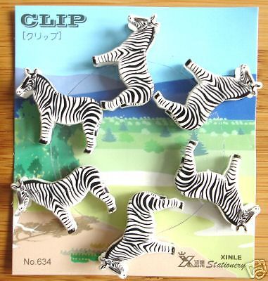 Cute and lovely Zebra Shape 6 Paper Clips #0207