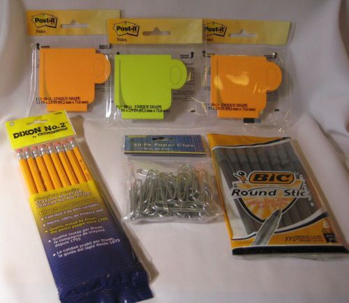 Office Supply Assortment  #2 / Pens, Pencils Paper Clips, Sticky Notes