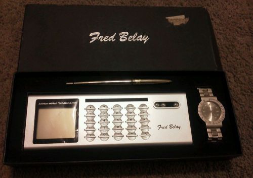 Fred Belay Executive Desk Set with World Time Calculator and Watch