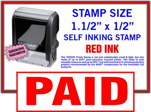 &#034;PAID&#034; Self Inking Rubber Stamp in Red Trodat 9411 Stamper