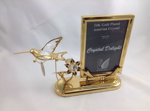 Hummingbird Card Picture Holder Delight 24K Gold Plated Austrian Crystal Dolphin