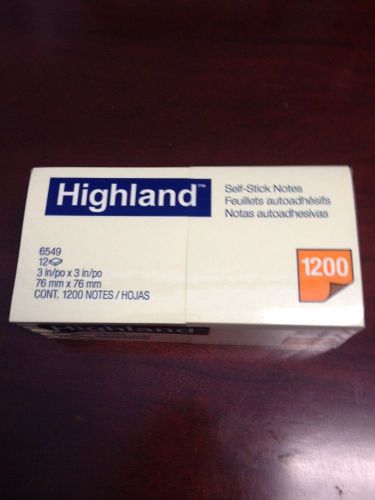 HIGHLAND SELF-STICK STICKY NOTES NOTEPADS 12 PACK 1200 TOTAL 3in x 3in