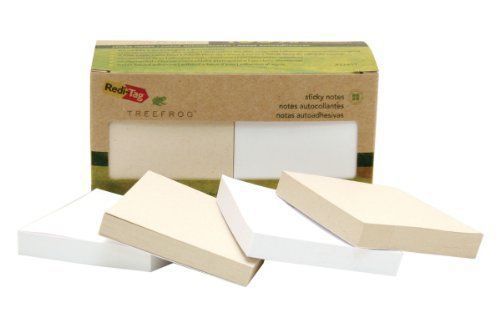 Redi-Tag 27411 Sugar Cane Self-stick Notes, 3 X 3, White/natural, 100